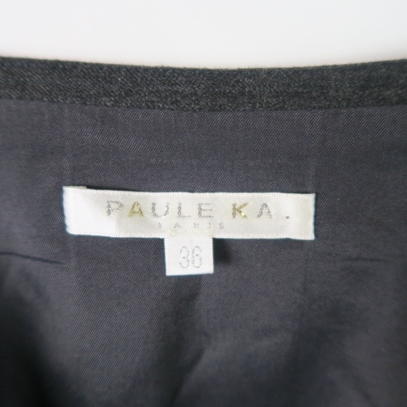 Paule Ka Gray Wool Mini Skirt flap detail Size 36 FR or 6/S US - Picture 4 of 5